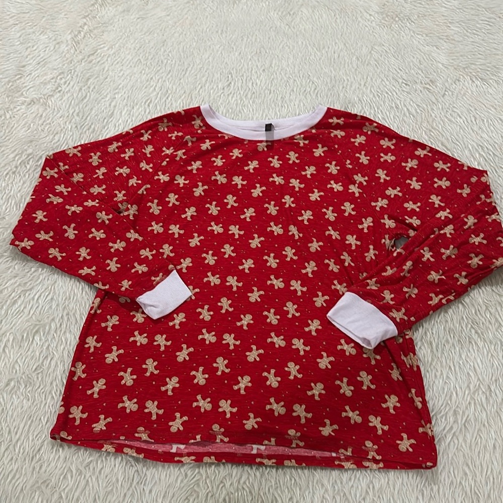 Jaclyn intimates Christmas gingerbread long sleeve lounge shirt size large